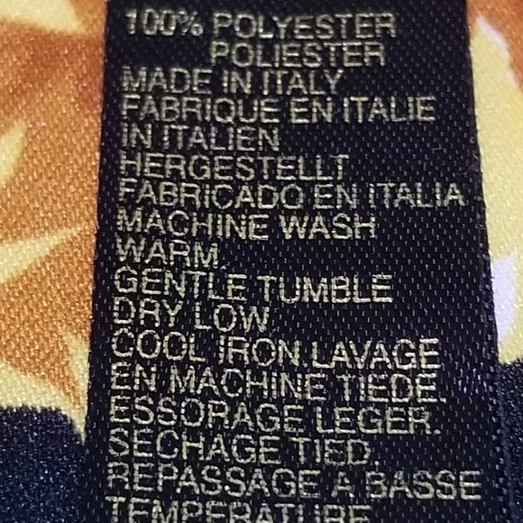 The Art of the Scarf-Vintage Italian Scarf by The Tie Rack Black w/Golden Roses - Picture 6 of 11